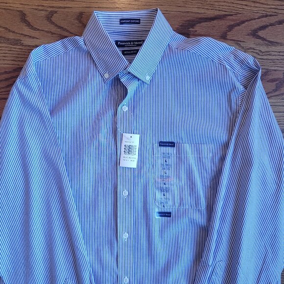 Preswick & Moore Pinpoint Oxford Shirt 16-16 1/2 34/35 Regular Fit Striped - Picture 3 of 7